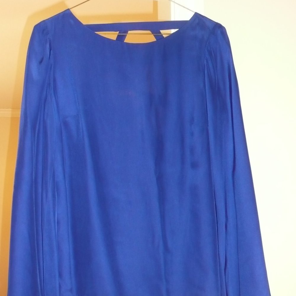Alice and Trixie Royal Blue Silk Open Back Grayson Top Women's Blouse Size Small